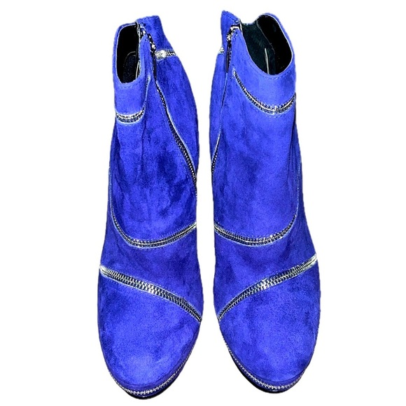 Colin Stuart Size 9B Booties Zipper Violet Blue Platform Stiletto Boots Cocktail - Picture 4 of 14